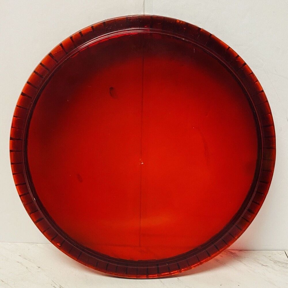 Vintage Ruby Red Glass Plate With Mosaic Trim 11.5” - Picture 2 of 3